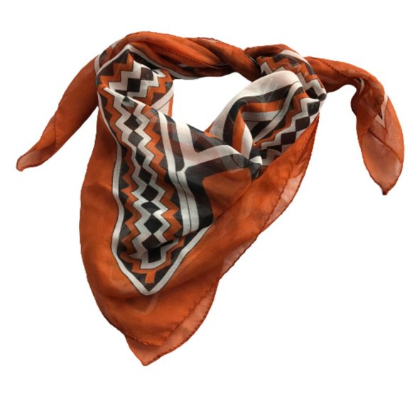 Vintage Burnt Orange Black Sheer Tribal Scarf - Picture 1 of 14